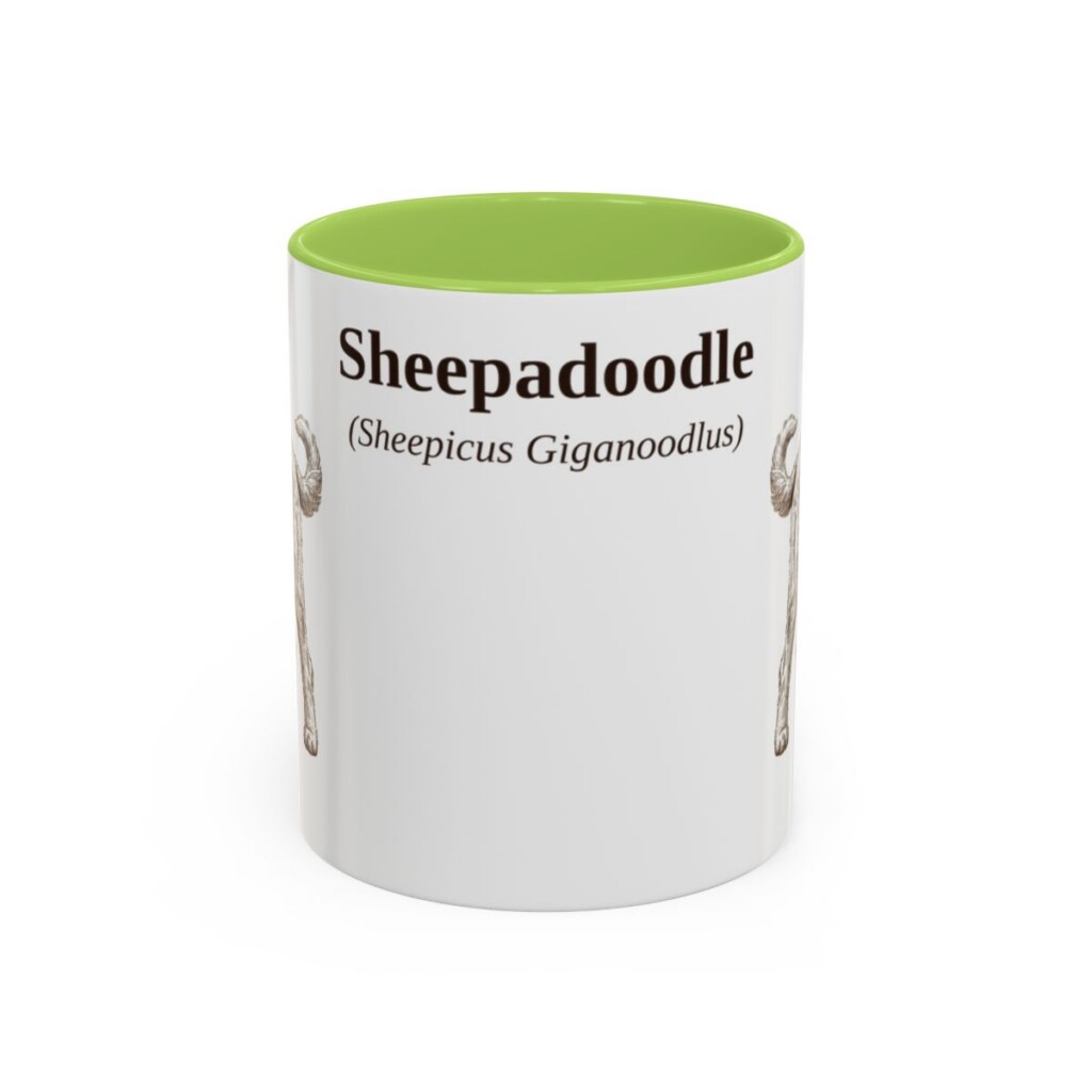 11oz Sheepadoodle Latin Mug, Sheepadoodle, Vintage Dog Coffee Mug, Dog Lover Gift