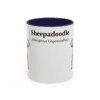 11oz Sheepadoodle Latin Mug, Sheepadoodle, Vintage Dog Coffee Mug, Dog Lover Gift