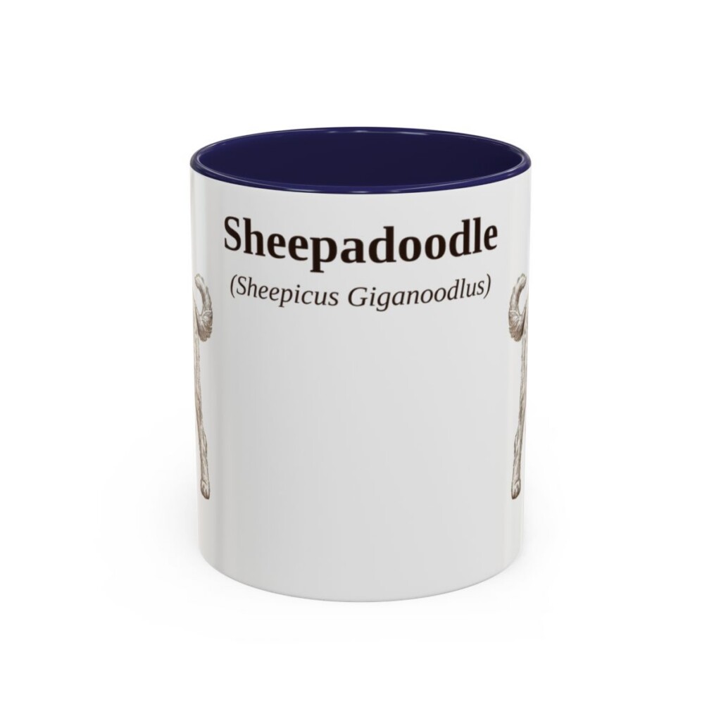 11oz Sheepadoodle Latin Mug, Sheepadoodle, Vintage Dog Coffee Mug, Dog Lover Gift