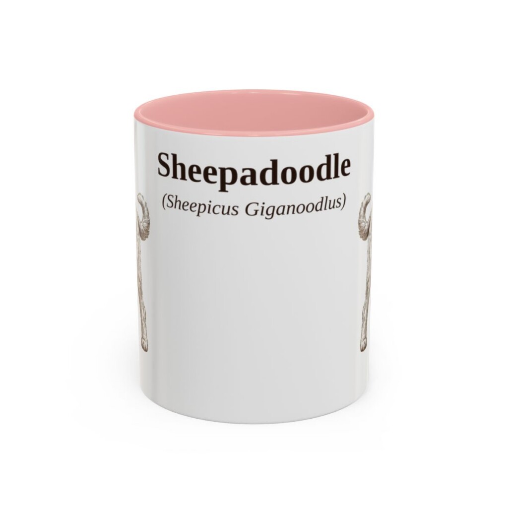 11oz Sheepadoodle Latin Mug, Sheepadoodle, Vintage Dog Coffee Mug, Dog Lover Gift