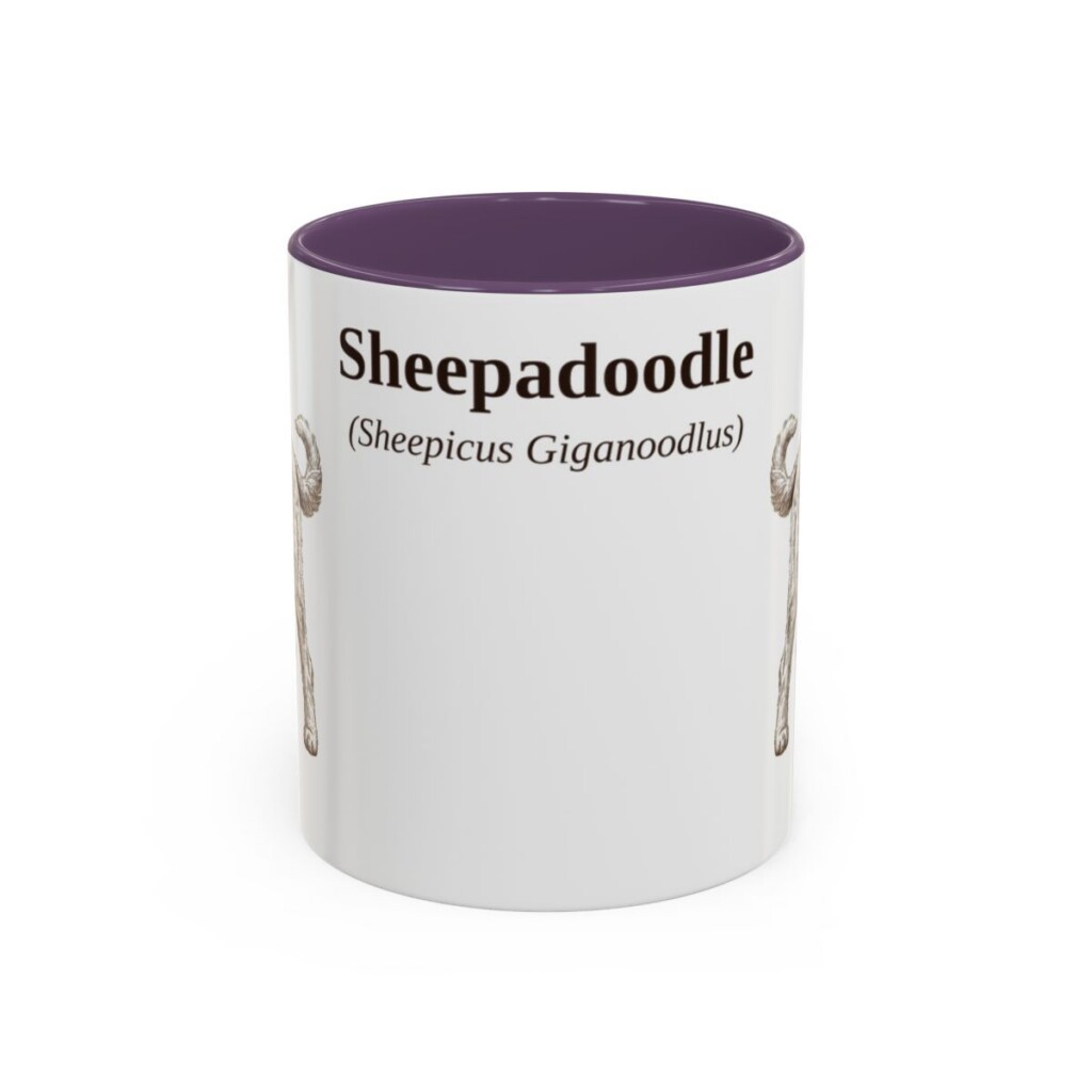 11oz Sheepadoodle Latin Mug, Sheepadoodle, Vintage Dog Coffee Mug, Dog Lover Gift