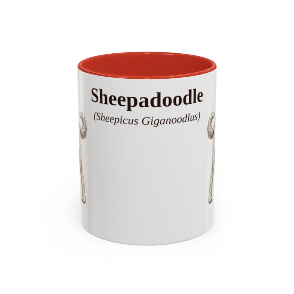 11oz Sheepadoodle Latin Mug, Sheepadoodle, Vintage Dog Coffee Mug, Dog Lover Gift