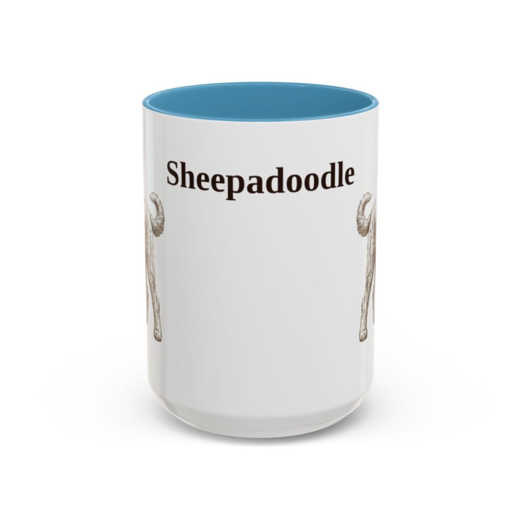 15oz Sheepadoodle Mug, Vintage Dog Portrait Coffee Mug, Dog Lover Gift