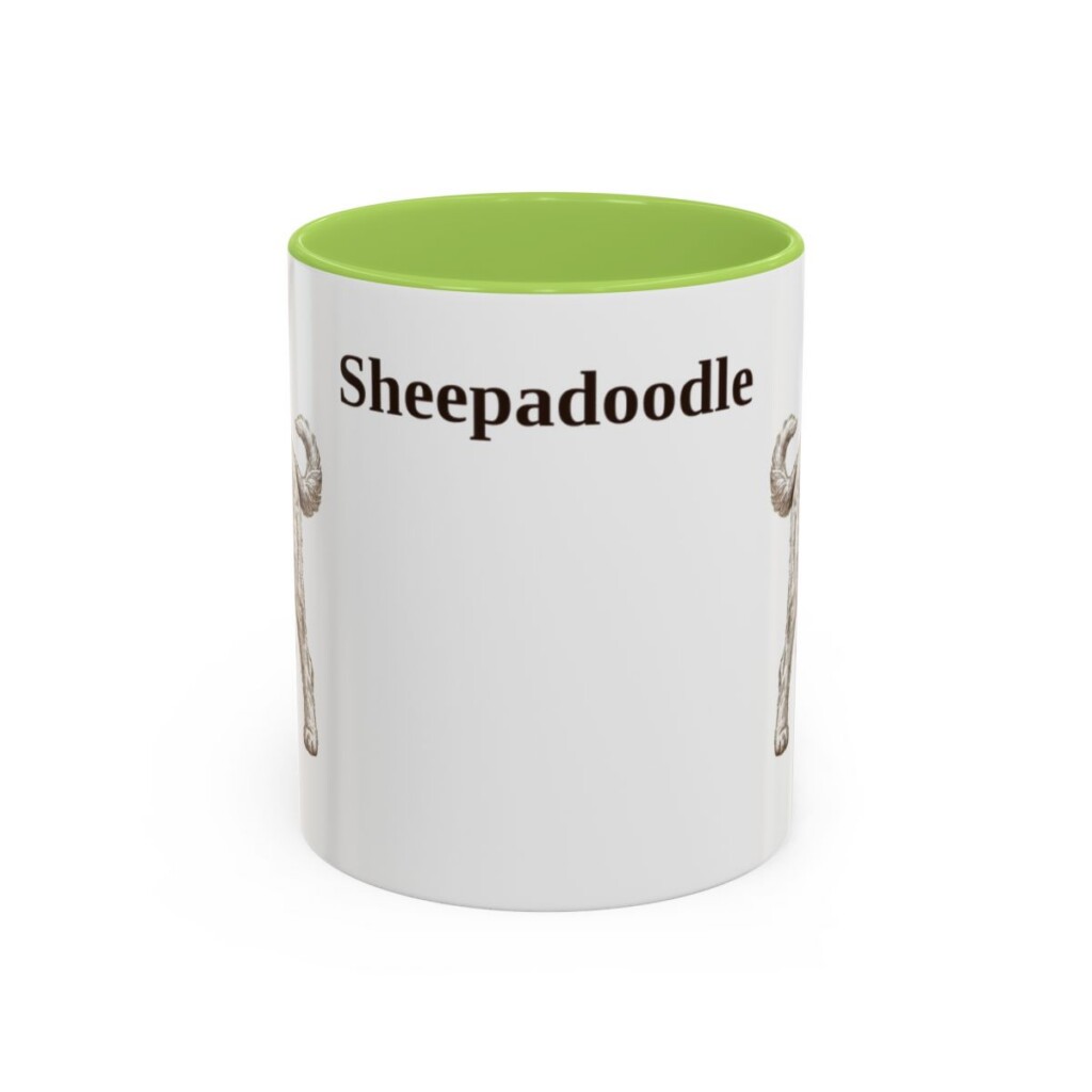 11oz Sheepadoodle Mug, Vintage Dog Portrait Coffee Mug, Dog Lover Gift