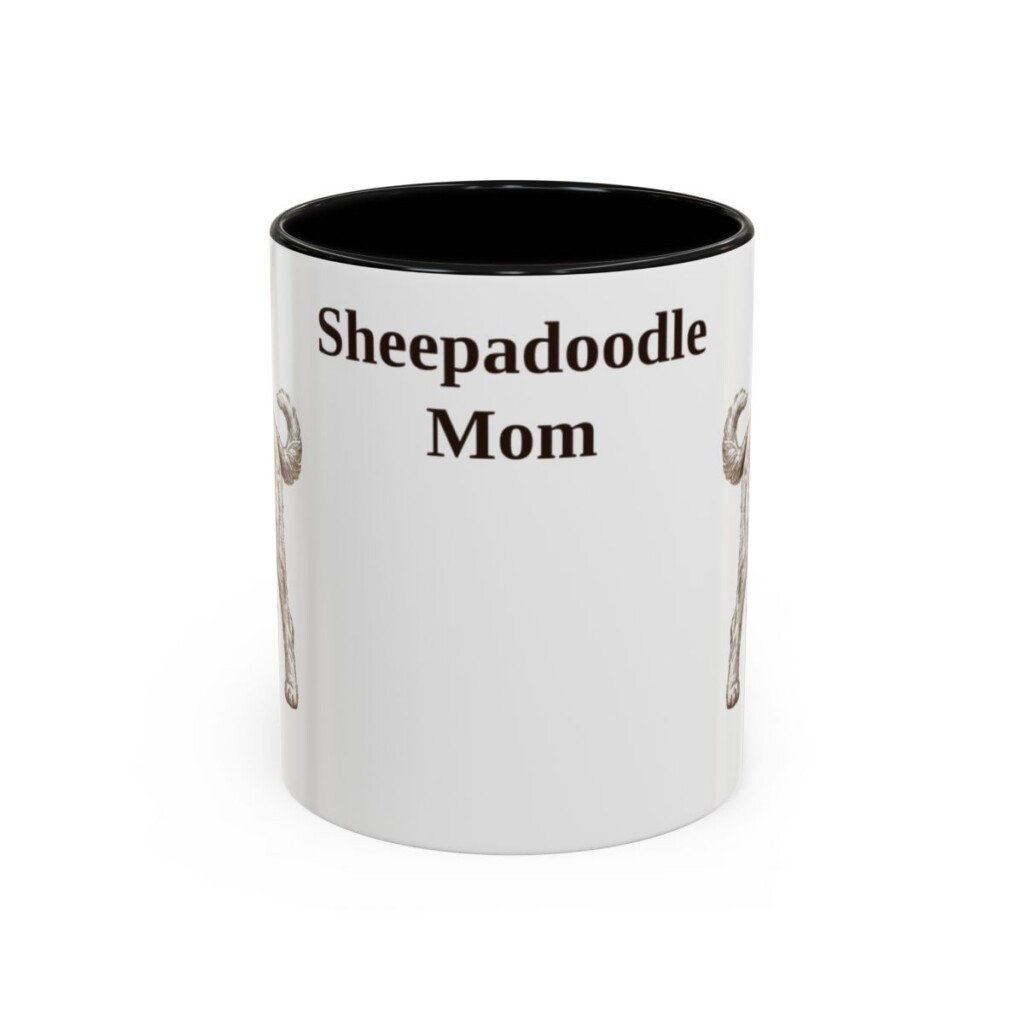 11oz Sheepadoodle Dog Mom Mug, Vintage Sketch Coffee Mug, Dog Mom Gift