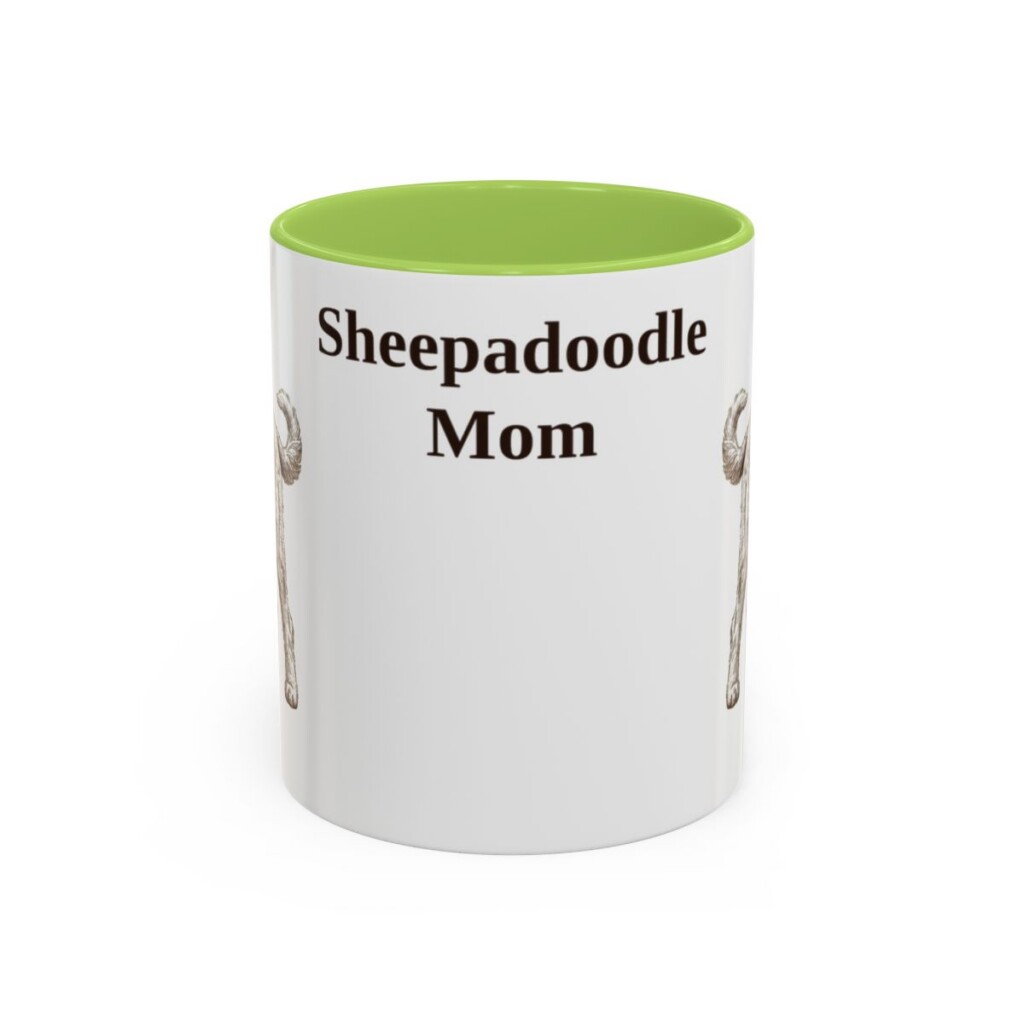 11oz Sheepadoodle Dog Mom Mug, Vintage Sketch Coffee Mug, Dog Mom Gift