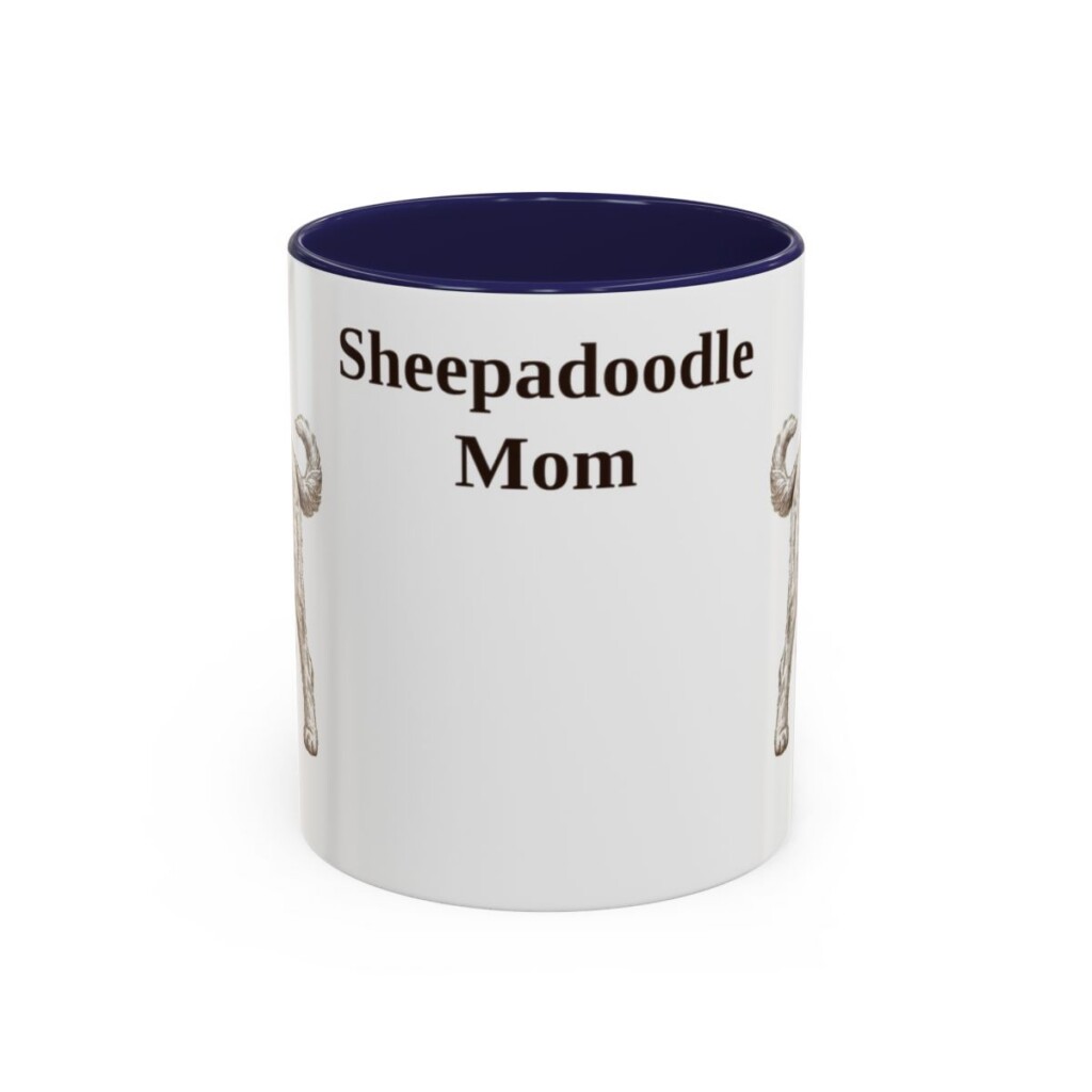 11oz Sheepadoodle Dog Mom Mug, Vintage Sketch Coffee Mug, Dog Mom Gift