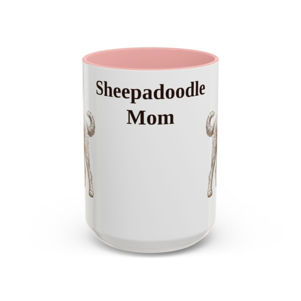 15oz Sheepadoodle Dog Mom Mug, Vintage Sketch Coffee Mug, Dog Mom Gift