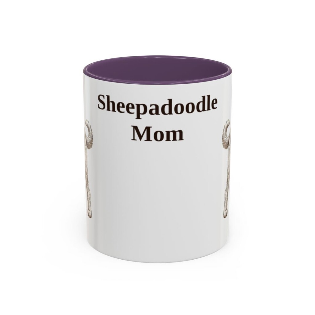 11oz Sheepadoodle Dog Mom Mug, Vintage Sketch Coffee Mug, Dog Mom Gift