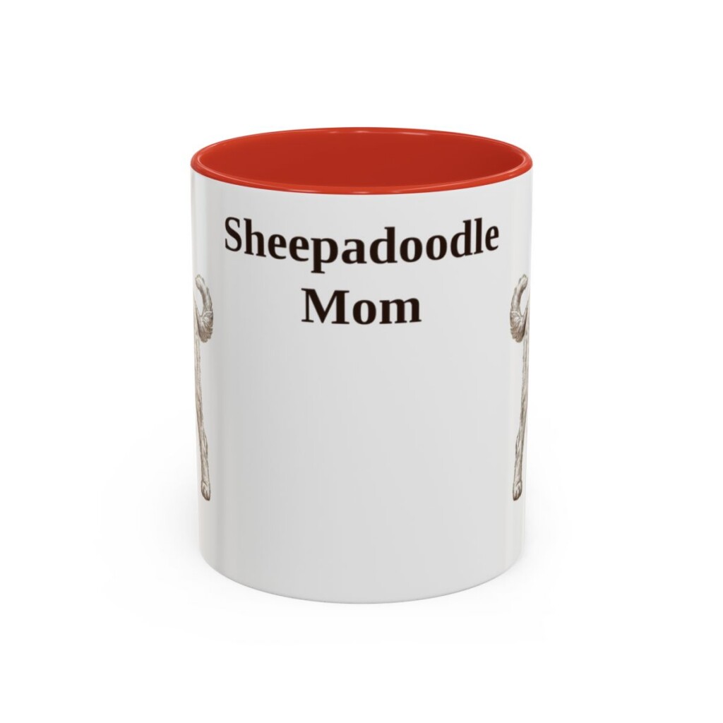 11oz Sheepadoodle Dog Mom Mug, Vintage Sketch Coffee Mug, Dog Mom Gift