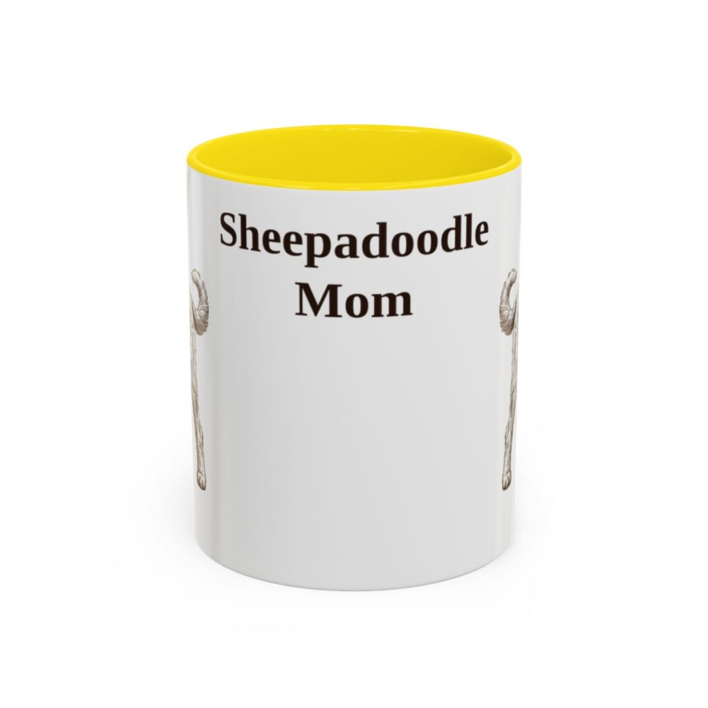 11oz Sheepadoodle Dog Mom Mug, Vintage Sketch Coffee Mug, Dog Mom Gift