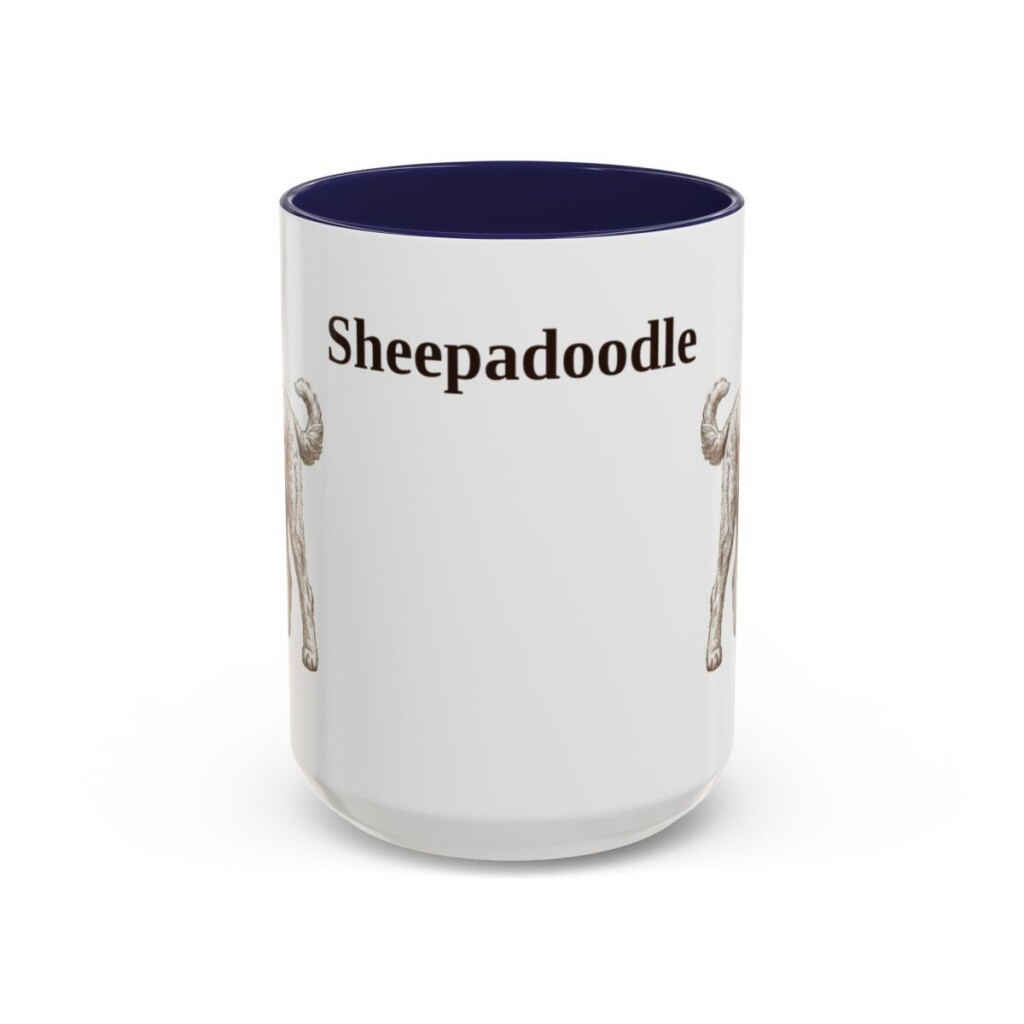 15oz Sheepadoodle Mug, Vintage Dog Portrait Coffee Mug, Dog Lover Gift