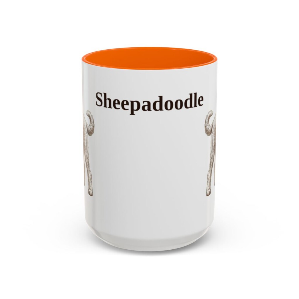 15oz Sheepadoodle Mug, Vintage Dog Portrait Coffee Mug, Dog Lover Gift