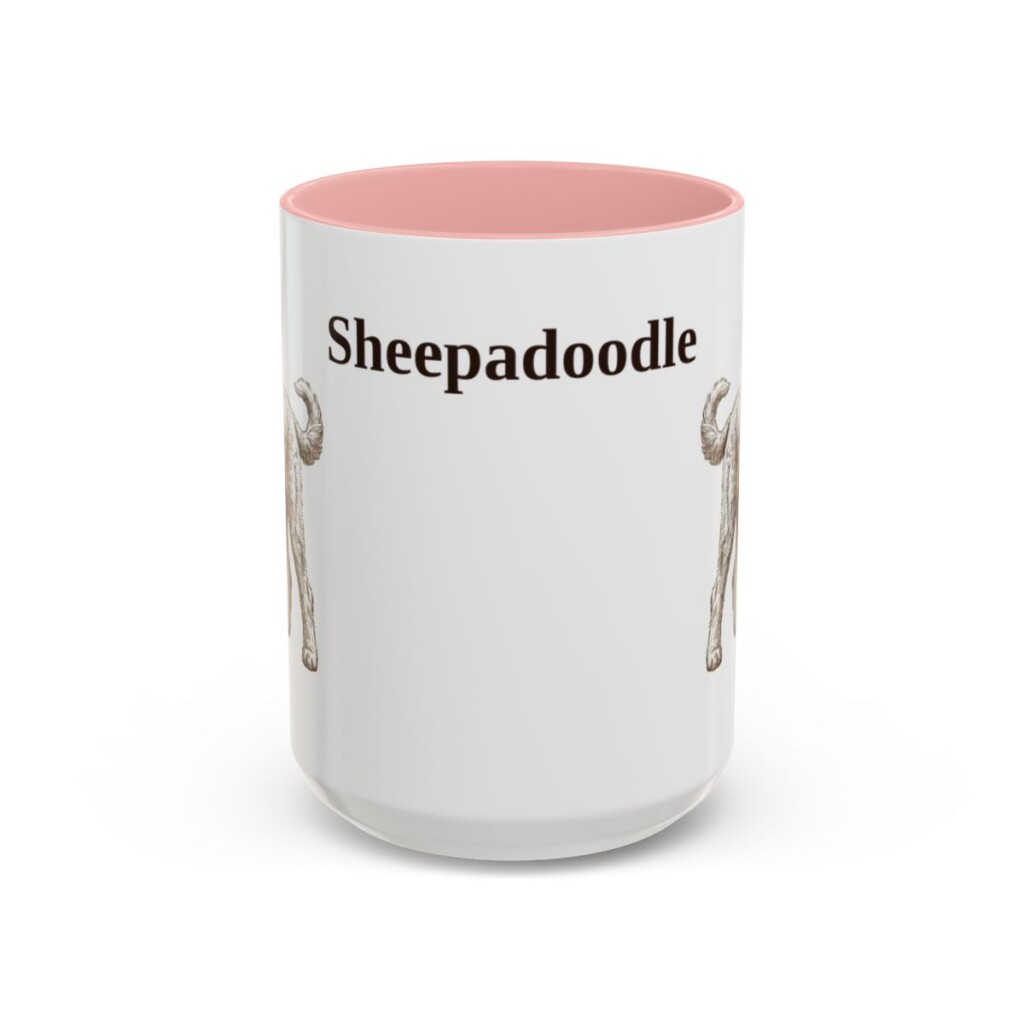 15oz Sheepadoodle Mug, Vintage Dog Portrait Coffee Mug, Dog Lover Gift