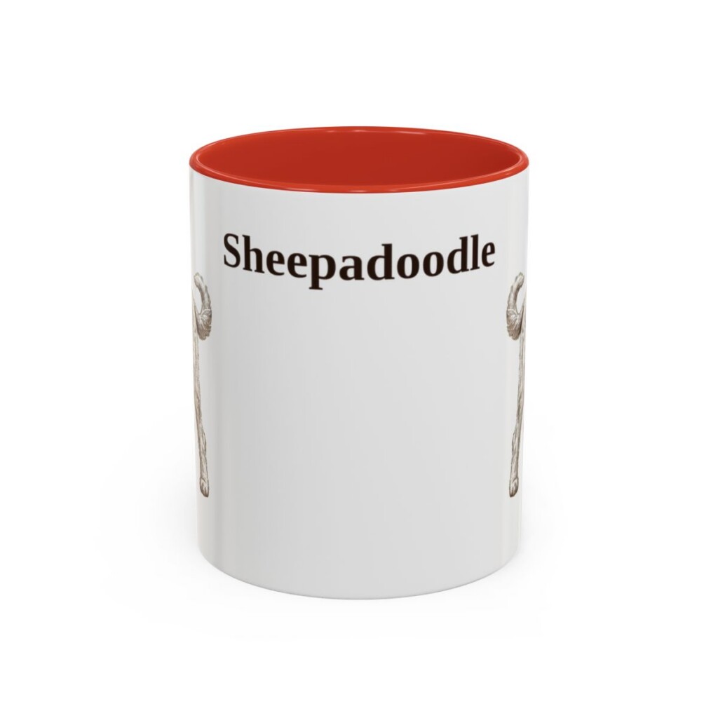 11oz Sheepadoodle Mug, Vintage Dog Portrait Coffee Mug, Dog Lover Gift