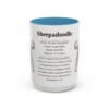 15oz Sheepadoodle Mug, Illustrated Dog Breed Facts Coffee Mug, Vintage Dog Keepsake Gift