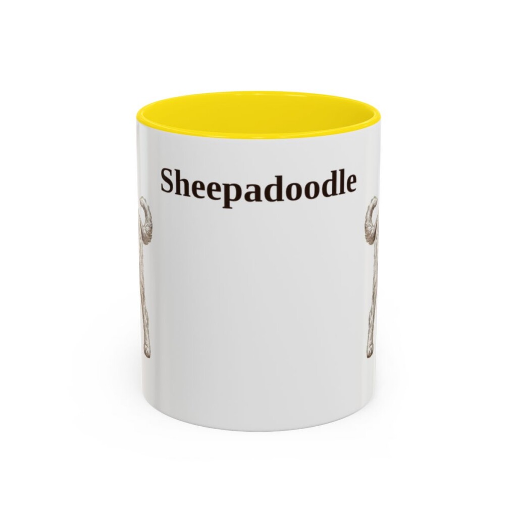 11oz Sheepadoodle Mug, Vintage Dog Portrait Coffee Mug, Dog Lover Gift