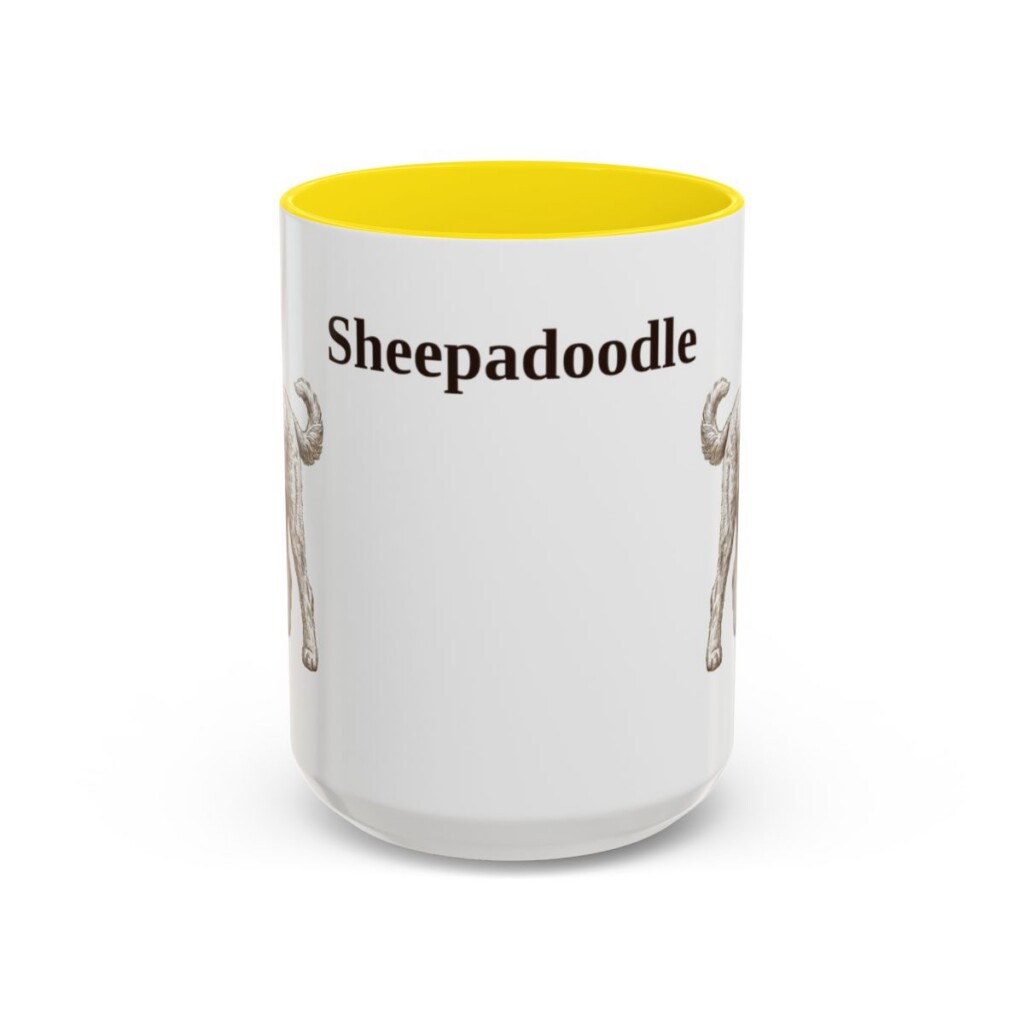 15oz Sheepadoodle Mug, Vintage Dog Portrait Coffee Mug, Dog Lover Gift