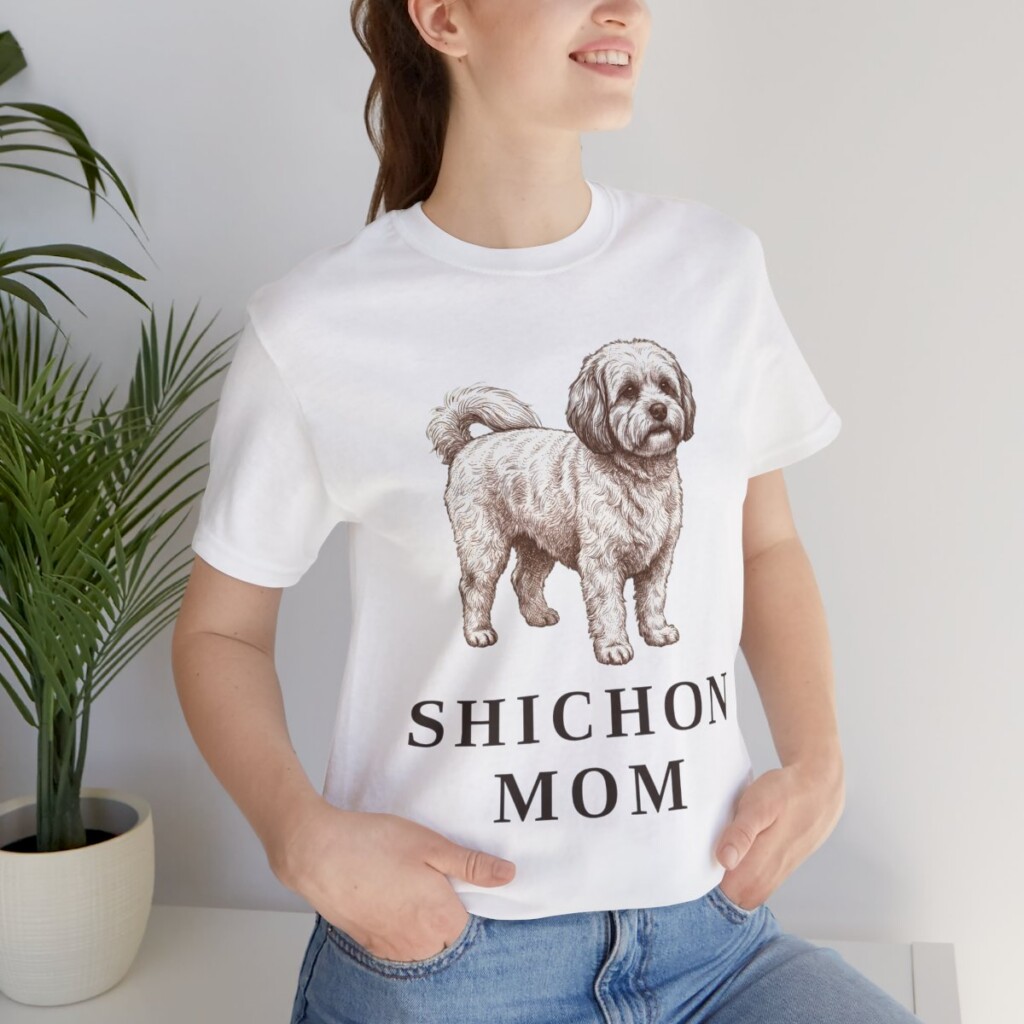 Shichon Mom Shirt, Vintage Dog Sketch Tee, Dog Mom Gift