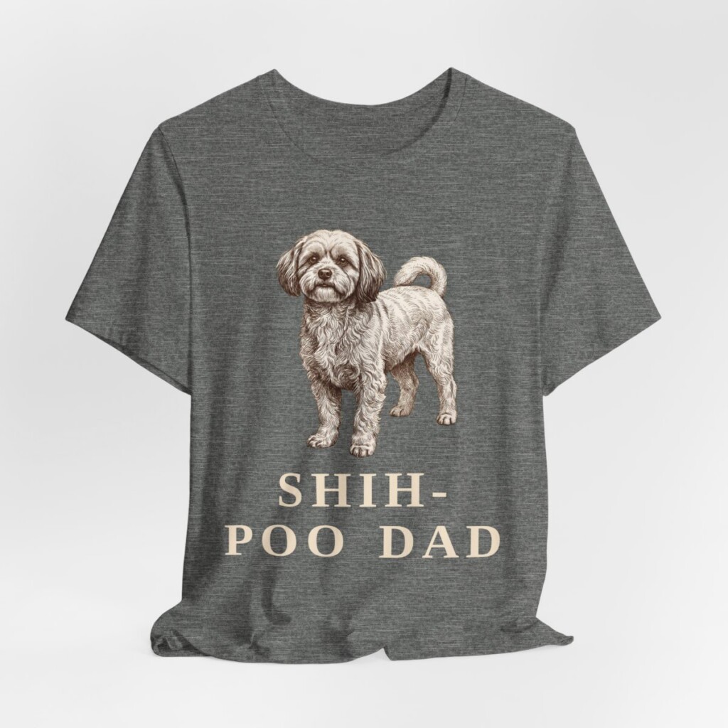 Shih-Poo Dad Shirt, Vintage Dog Sketch Tee, Dog Dad Gift