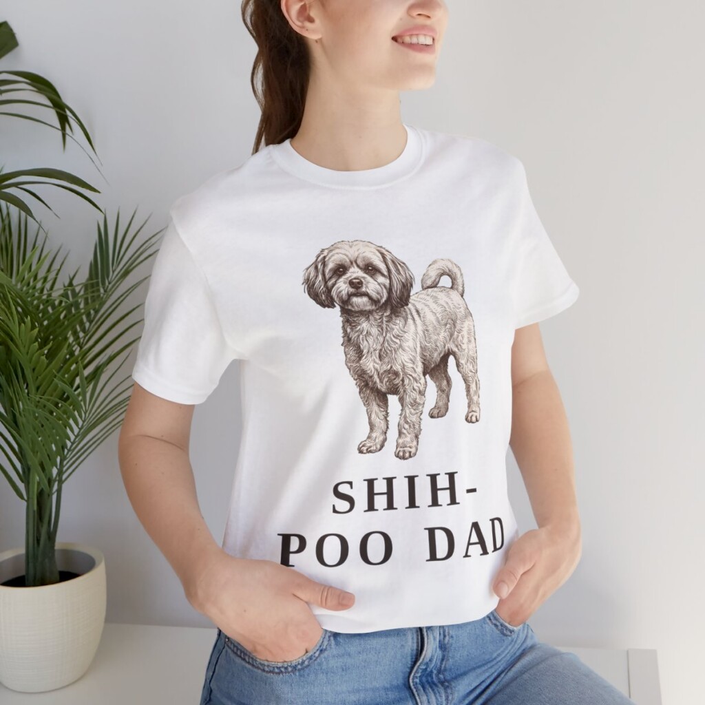 Shih-Poo Dad Shirt, Vintage Dog Sketch Tee, Dog Dad Gift