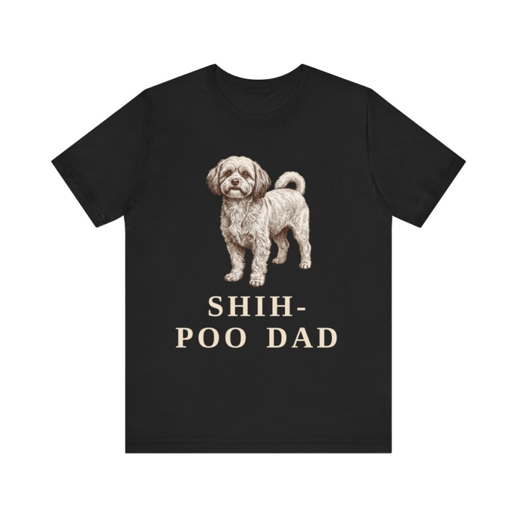 Shih-Poo Dad Shirt, Vintage Dog Sketch Tee, Dog Dad Gift