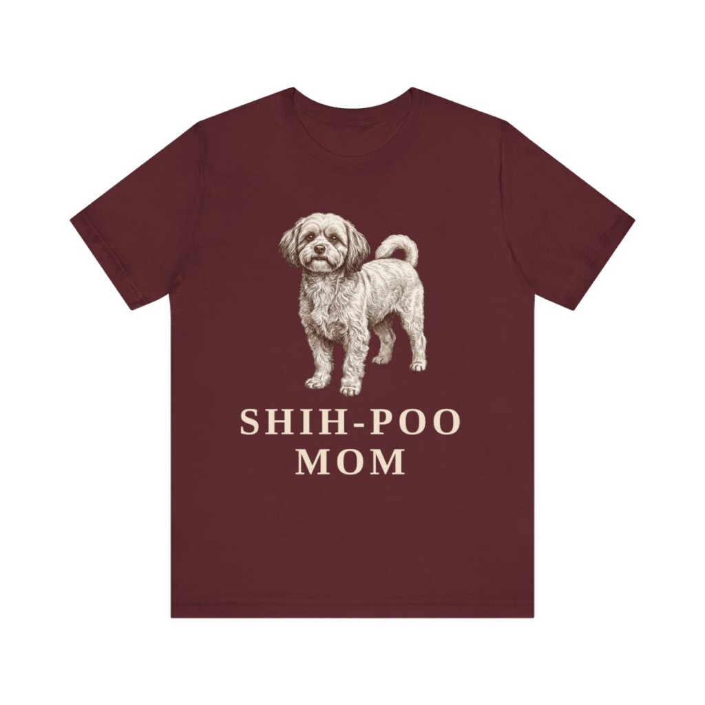 Shih-Poo Mom Shirt, Vintage Dog Sketch Tee, Dog Mom Gift