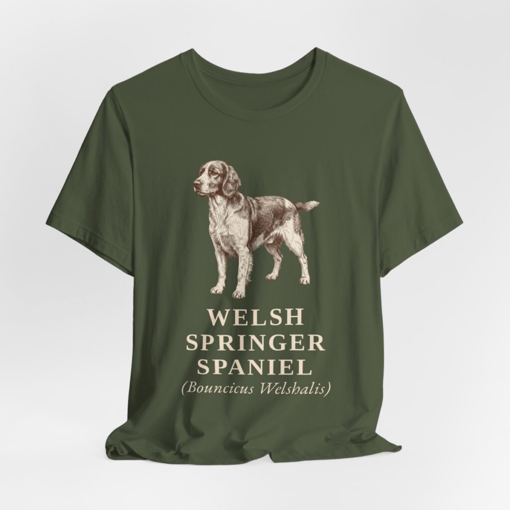 Welsh Springer Spaniel Latin Shirt, Vintage Dog Sketch Tee, Dog Latin Gift