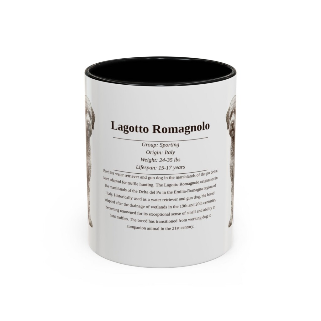 11oz Lagotto Romagnolo Mug, Illustrated Dog Breed Facts Coffee Mug, Vintage Dog Keepsake Gift
