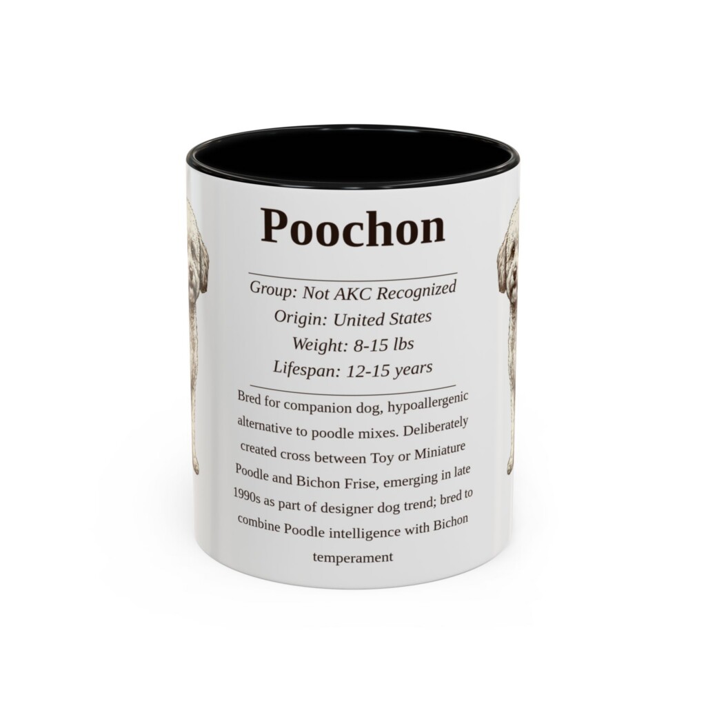 11oz Poochon Mug, Illustrated Dog Breed Facts Coffee Mug, Vintage Dog Keepsake Gift