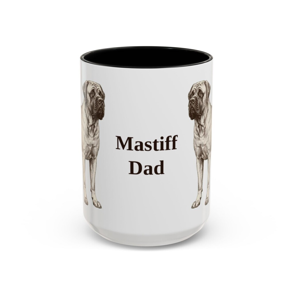 15oz Mastiff Dog Dad Mug, Vintage Sketch Coffee Mug, Dog Dad Gift
