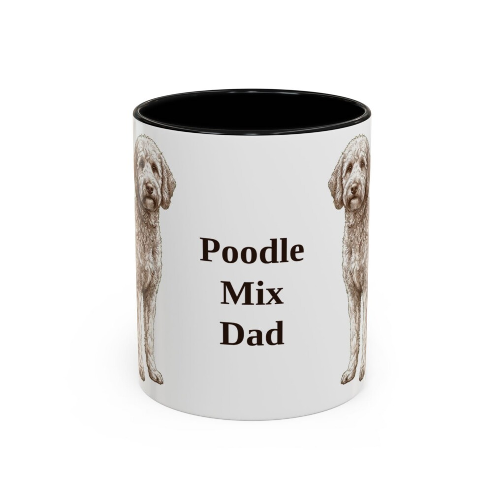 11oz Poodle Mix Dog Dad Mug, Vintage Sketch Coffee Mug, Dog Dad Gift