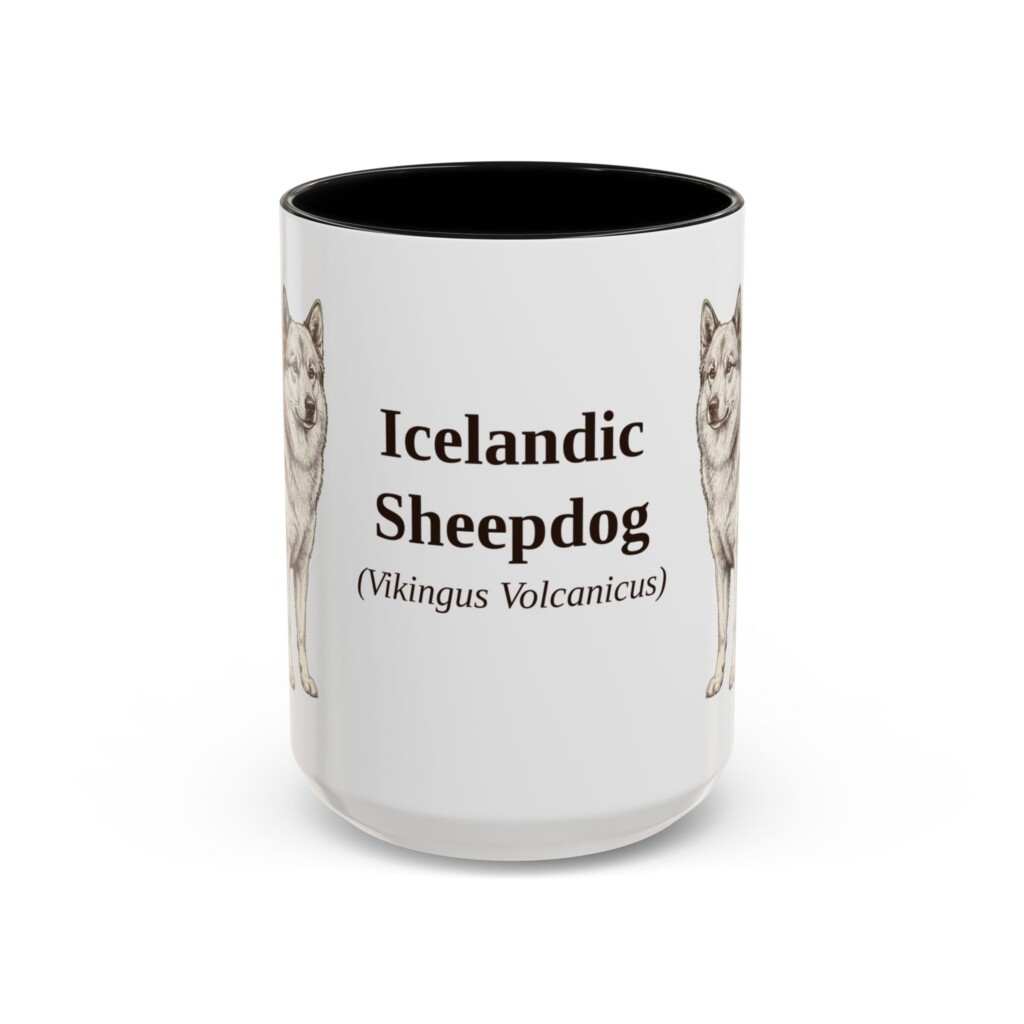15oz Icelandic Sheepdog Latin Mug, Vintage Dog Coffee Mug, Dog Lover Gift