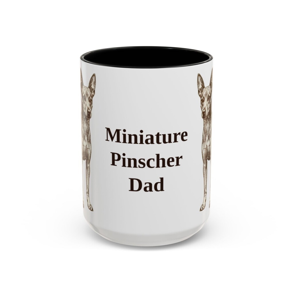 15oz Miniature Pinscher Dog Dad Mug, Vintage Sketch Coffee Mug, Dog Dad Gift