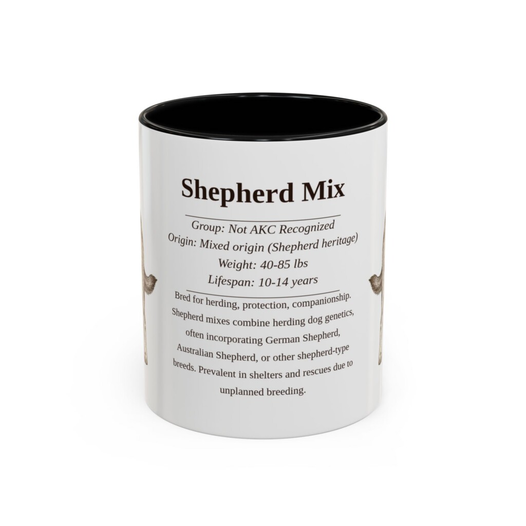 11oz Shepherd Mix Mug, Illustrated Dog Breed Facts Coffee Mug, Vintage Dog Keepsake Gift