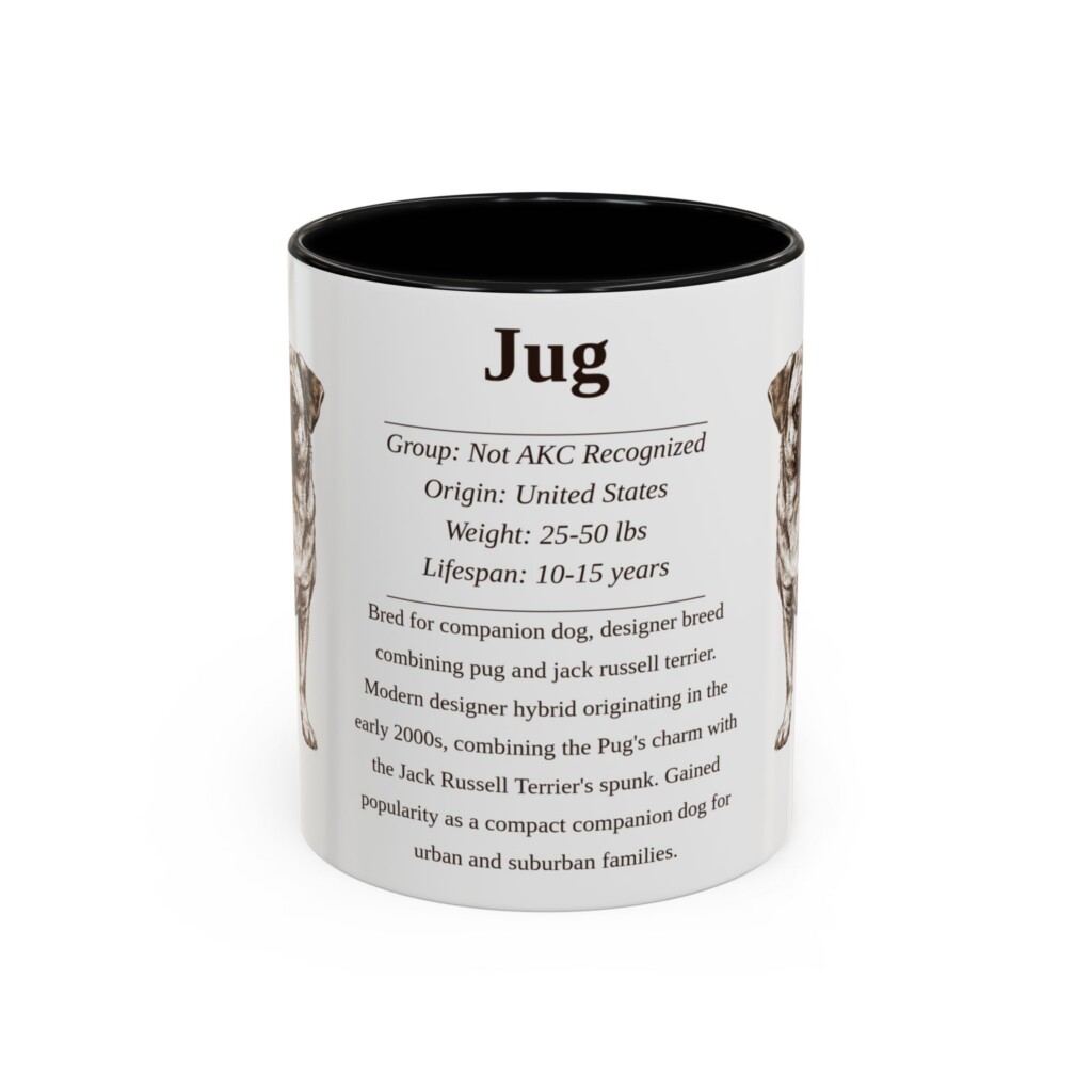 11oz Jug Mug, Illustrated Dog Breed Facts Coffee Mug, Vintage Dog Keepsake Gift
