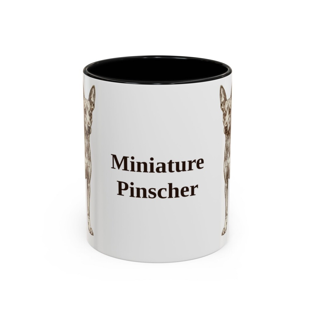 11oz Miniature Pinscher Mug, Vintage Dog Portrait Coffee Mug, Dog Lover Gift