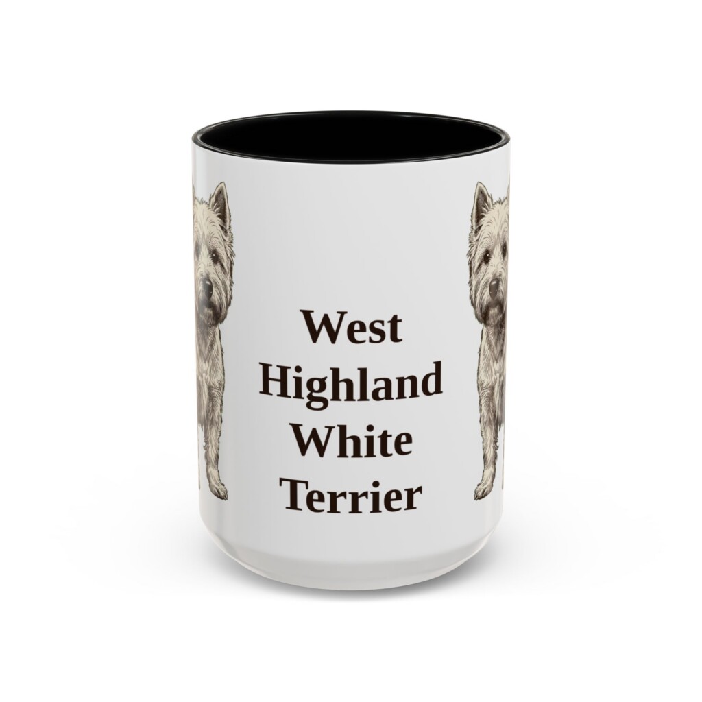 15oz West Highland White Terrier Mug, Vintage Dog Portrait Coffee Mug, Dog Lover Gift