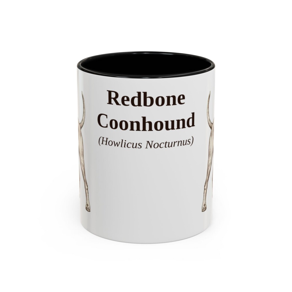 11oz Redbone Coonhound Latin Mug, Vintage Dog Coffee Mug, Dog Lover Gift