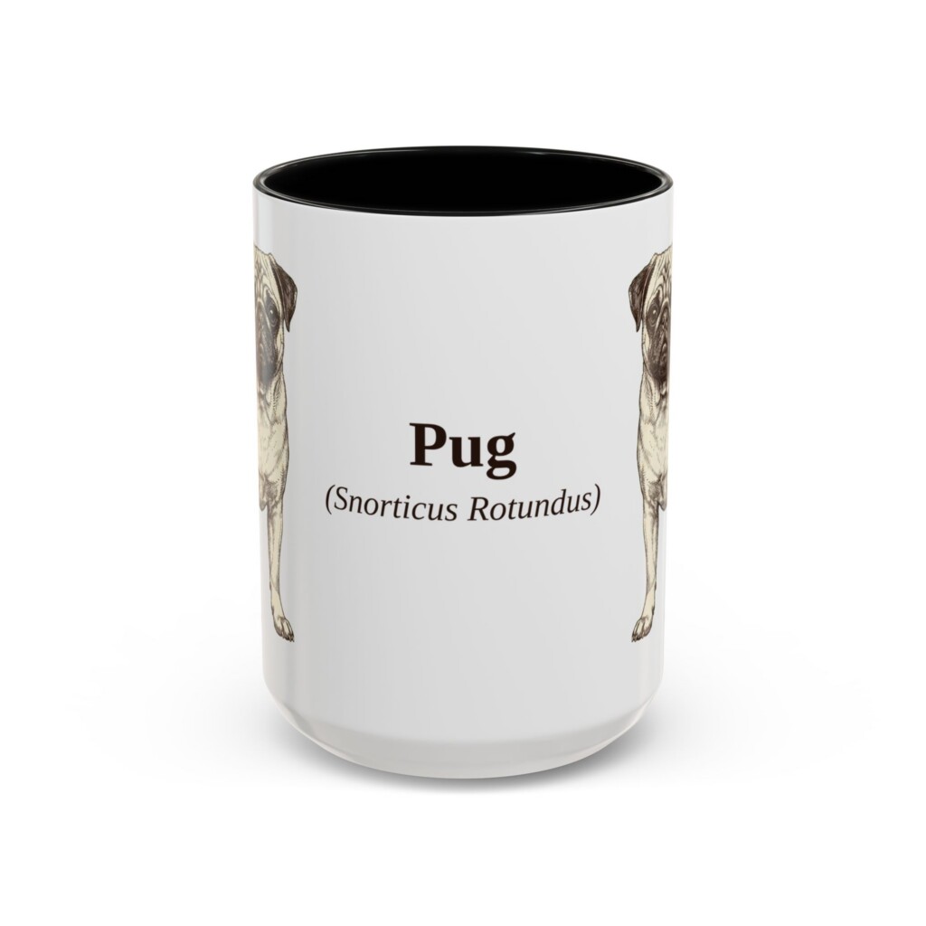 15oz Pug Latin Mug, Vintage Dog Coffee Mug, Dog Lover Gift