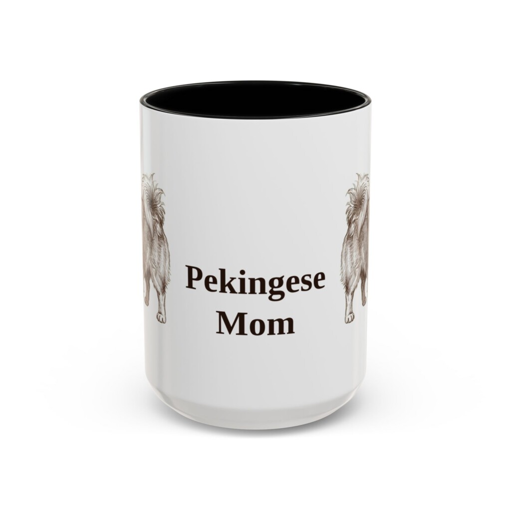 15oz Pekingese Dog Mom Mug, Vintage Sketch Coffee Mug, Dog Mom Gift