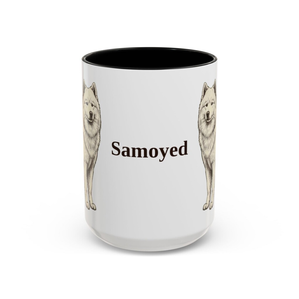 15oz Samoyed Mug, Vintage Dog Portrait Coffee Mug, Dog Lover Gift