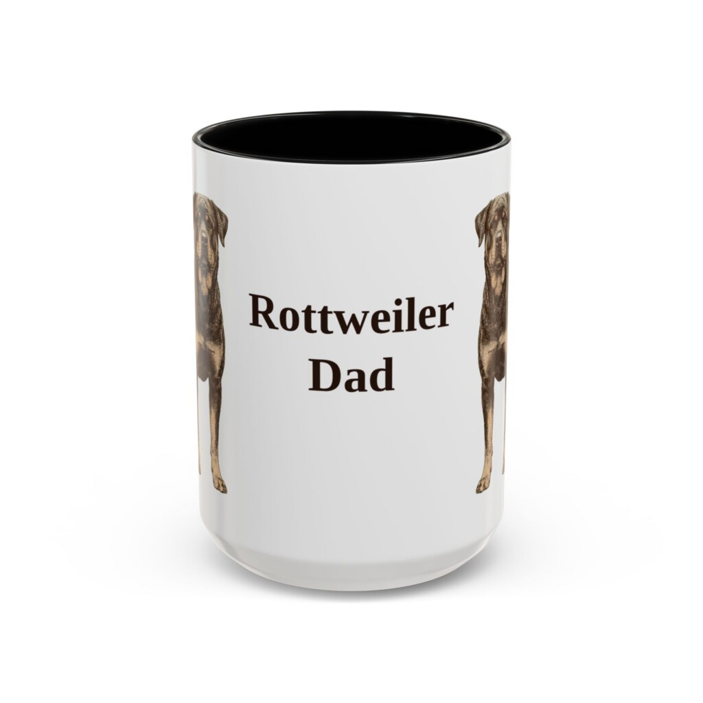 15oz Rottweiler Dog Dad Mug, Vintage Sketch Coffee Mug, Dog Dad Gift