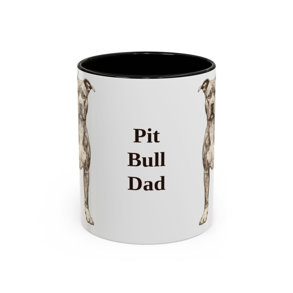 11oz Pit Bull Dog Dad Mug, Vintage Sketch Coffee Mug, Dog Dad Gift