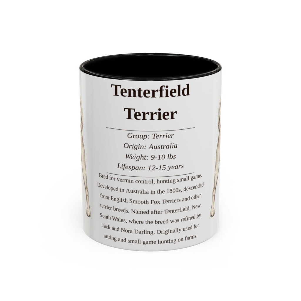 10657847251648636726_2048.jpeg 11oz Tenterfield Terrier Mug, Illustrated Dog Breed Facts Coffee Mug, Vintage Dog Keepsake Gift