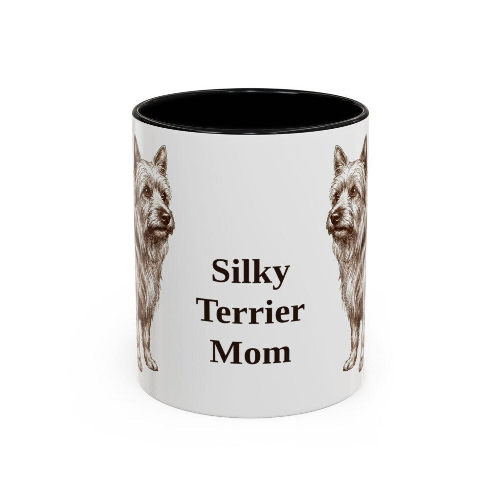 11oz Silky Terrier Dog Mom Mug, Vintage Sketch Coffee Mug, Dog Mom Gift