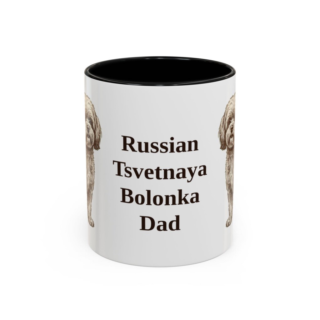 11oz Russian Tsvetnaya Bolonka Dog Dad Mug, Vintage Sketch Coffee Mug, Dog Dad Gift