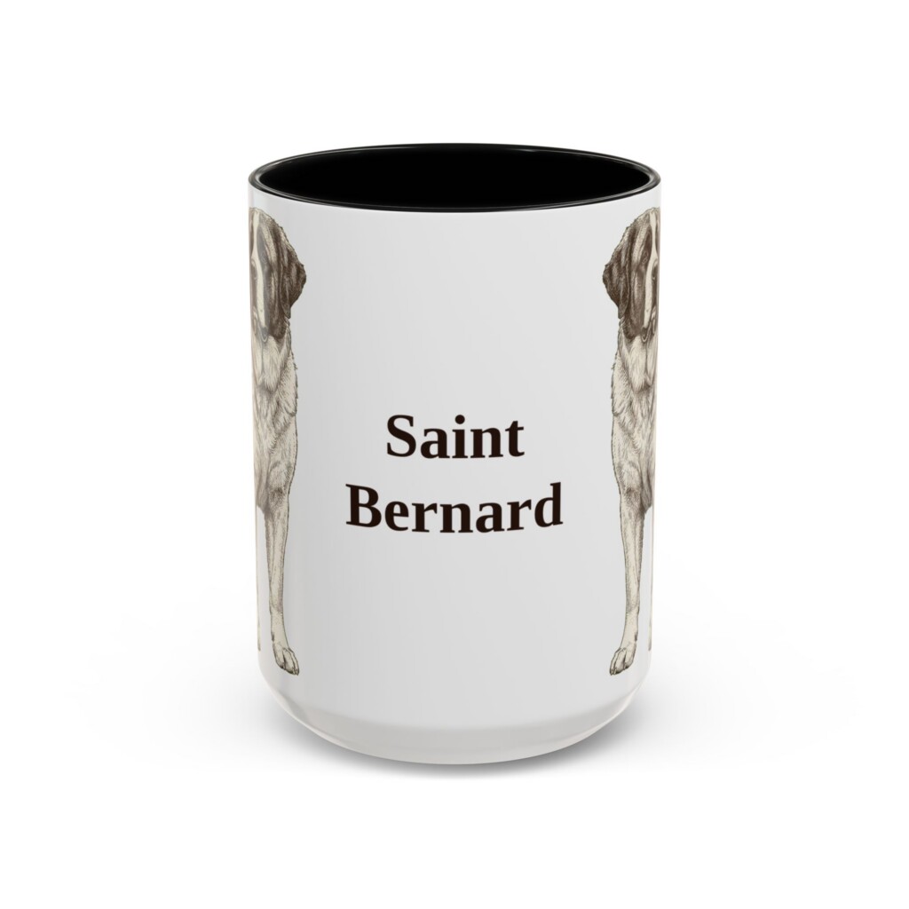 15oz Saint Bernard Mug, Vintage Dog Portrait Coffee Mug, Dog Lover Gift