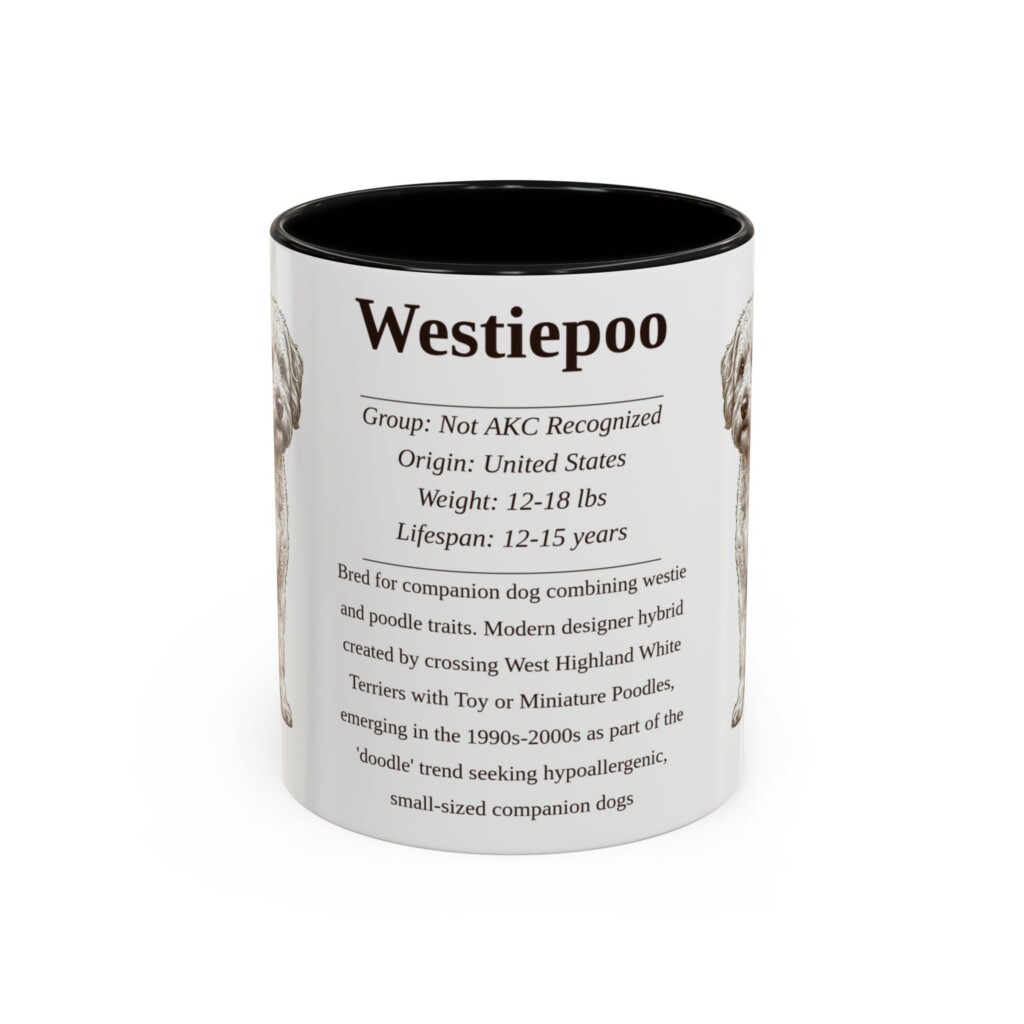 10800144896932404295_2048.jpeg 11oz Westiepoo Mug, Illustrated Dog Breed Facts Coffee Mug, Vintage Dog Keepsake Gift