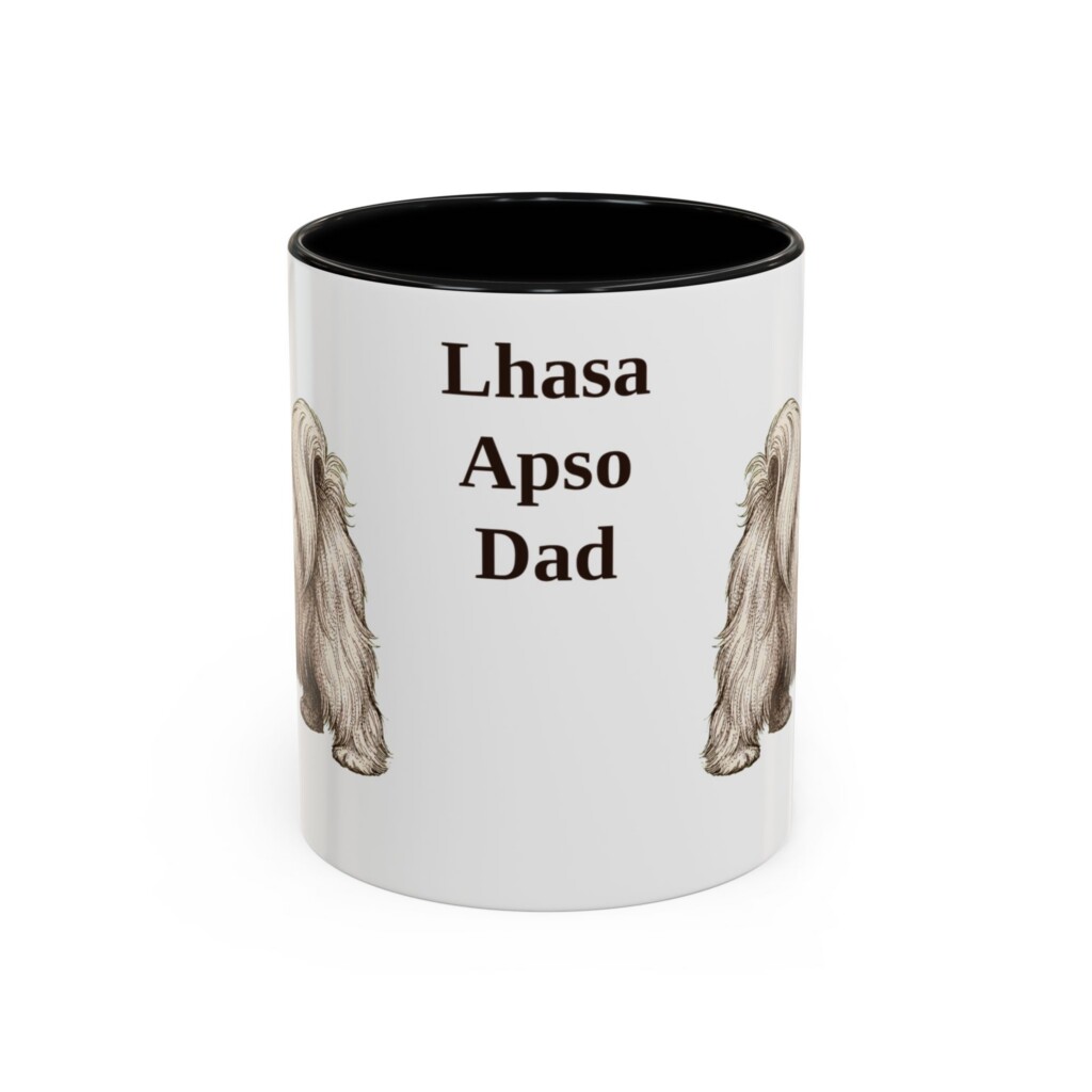 11oz Lhasa Apso Dog Dad Mug, Vintage Sketch Coffee Mug, Dog Dad Gift